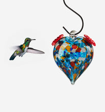 Load image into Gallery viewer, Glass Heart Hummingbird Feeder, Blue
