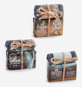 Scented Bath Soap & Soap Saver Pouch Gift Set, Set of 2, 3 Asst.